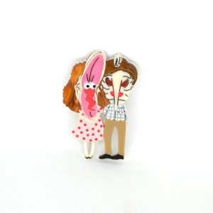 Beetlejuice Parody - Barbara and Adam Brooch - Daisy Jean Designs
