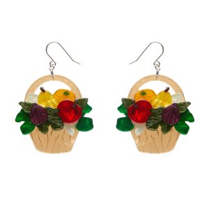 Picnic Party Starter Drop Earrings - Botanical Fruits 23 - Erstwilder