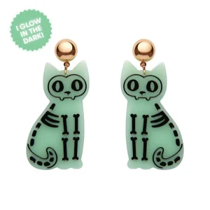 Cat Glow in the Dark Statement Earrings - All Hallows Eve 22 - Erstwilder