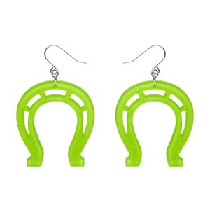 Horseshoe Glitter Resin Drop Earrings Green - My Little Pony 23 - Erstwilder