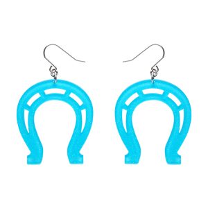 Horseshoe Glitter Resin Drop Earrings Blue - My Little Pony 23 - Erstwilder