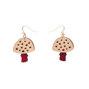 Mushroom Textured Resin Drop Earrings - Red - La Belle Epoque 23 - Erstwilder
