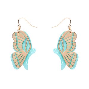 Butterfly Textured Resin Drop Earrings - Mint - La Belle Epoque 23 - Erstwilder