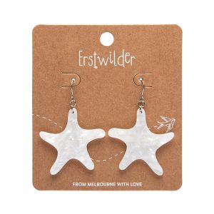 Starfish Ripple Drop Earrings - White - Cromer 23 - Erstwilder