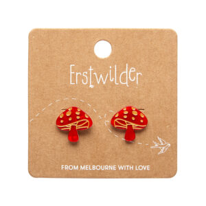 Mushroom Stud Earrings - Red - Essentials - Fleur Harris Aug 24 - Erstwilder