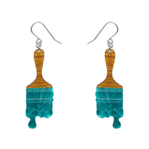 Paint Brush Ripple Drop Earrings -Teal - Arts and Crafts Aug24 - Erstwilder
