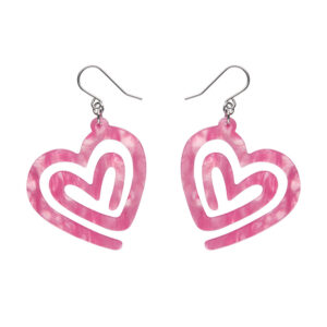 Heart Maze Drop Earrings - Pink - Valentines 2025 - Erstwilder