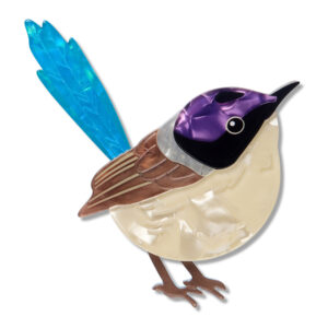 Purple Crowned Fairywren Brooch - Rarest Kind April 26