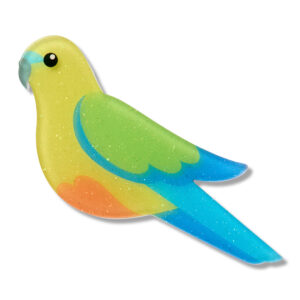 Orange-Bellied Parrot Simplified Brooch - Rarest Kind April 26
