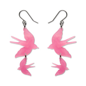 Double Swallow Drop Earrings - Pink - By Your Side - Apr26