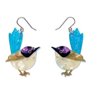 Purple-Crowned Fairywren Drop Earrings - Rarest Kind April 26
