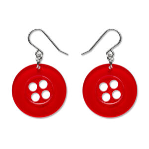 Button Drop Earrings - Red - Arts and Craft 26 - Erstwilder