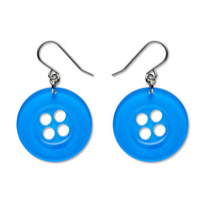 Button Drop Earrings - Blue - Arts and Craft 26 - Erstwilder