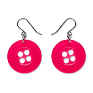 Button Drop Earrings - Pink - Arts and Craft 26 - Erstwilder